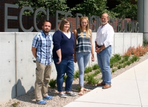 Sam Vincent, Stephanie Martin, Hannah Hendrickson and Director of Capstone Initiatives Stephen Goldsmith