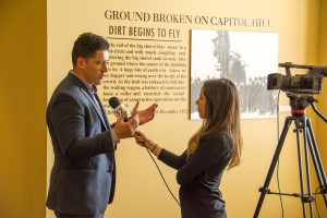 "Air Quality, Health and Society" Praxis Lab alumnus Felix Vivanco being interviewed by Univision in the Utah State Capitol.