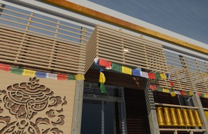 An exterior entrance design rendering of Tibetan Community Center by Matthew Van Wagner, Tales Martinez Brito, and Matt Green