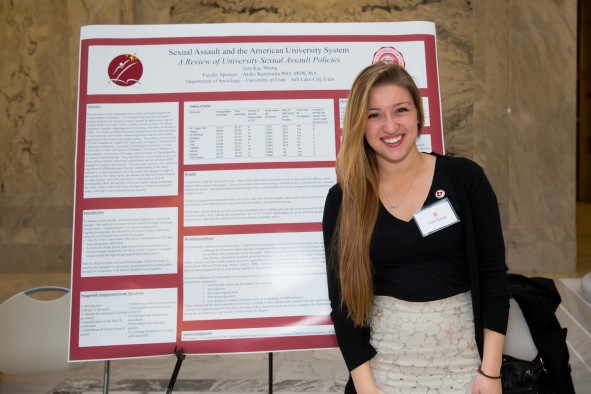 2015 Research on Capitol Hill presenter and U student Tara Streng in front of her poster. Streng's research examined sexual assault policies across 10 universities across the nation and won an honorable mention at Harvard University's National Collegiate Research Conference.