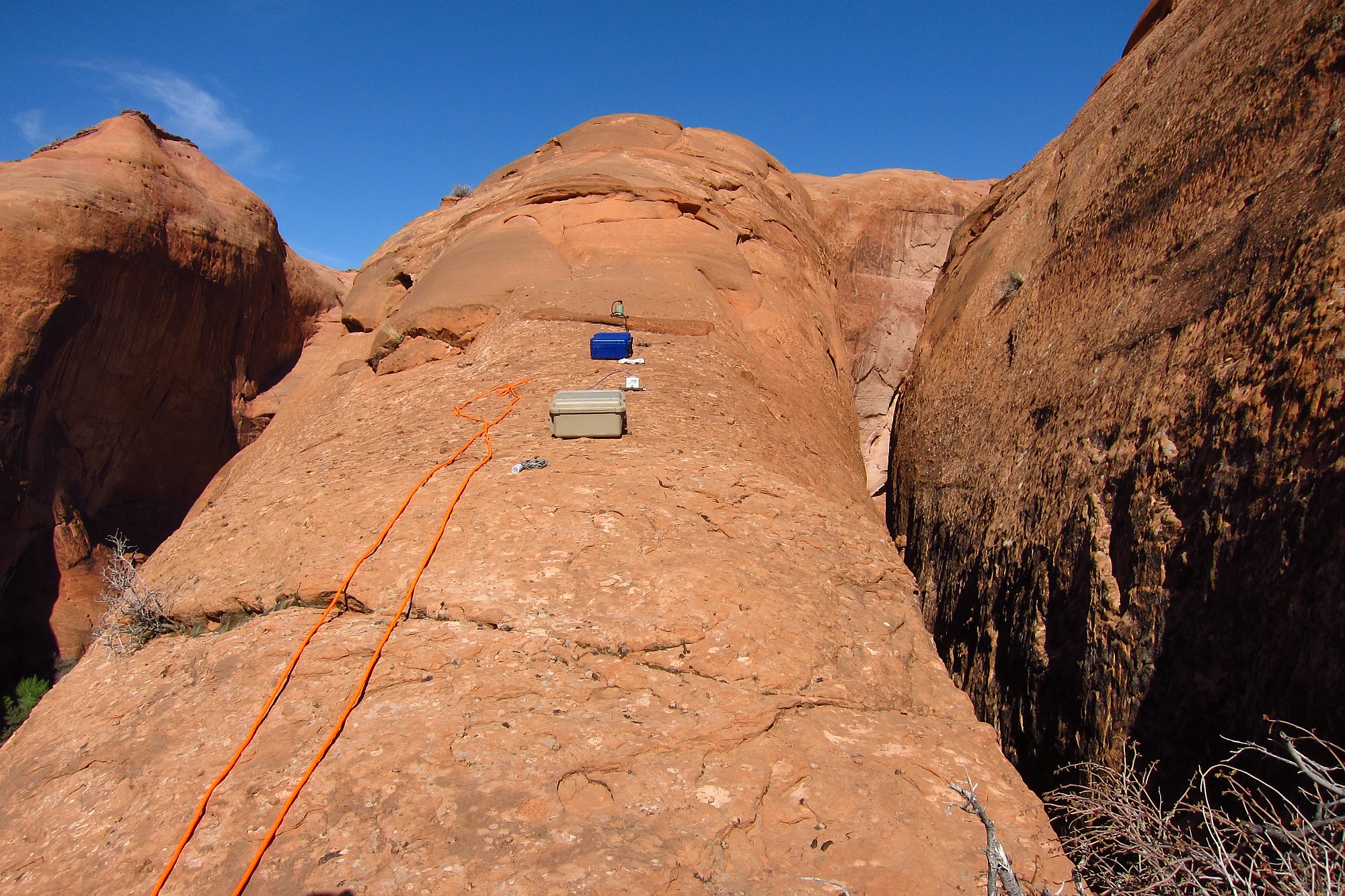 Seismic monitoring sensors in place on Rainbow Bridge.